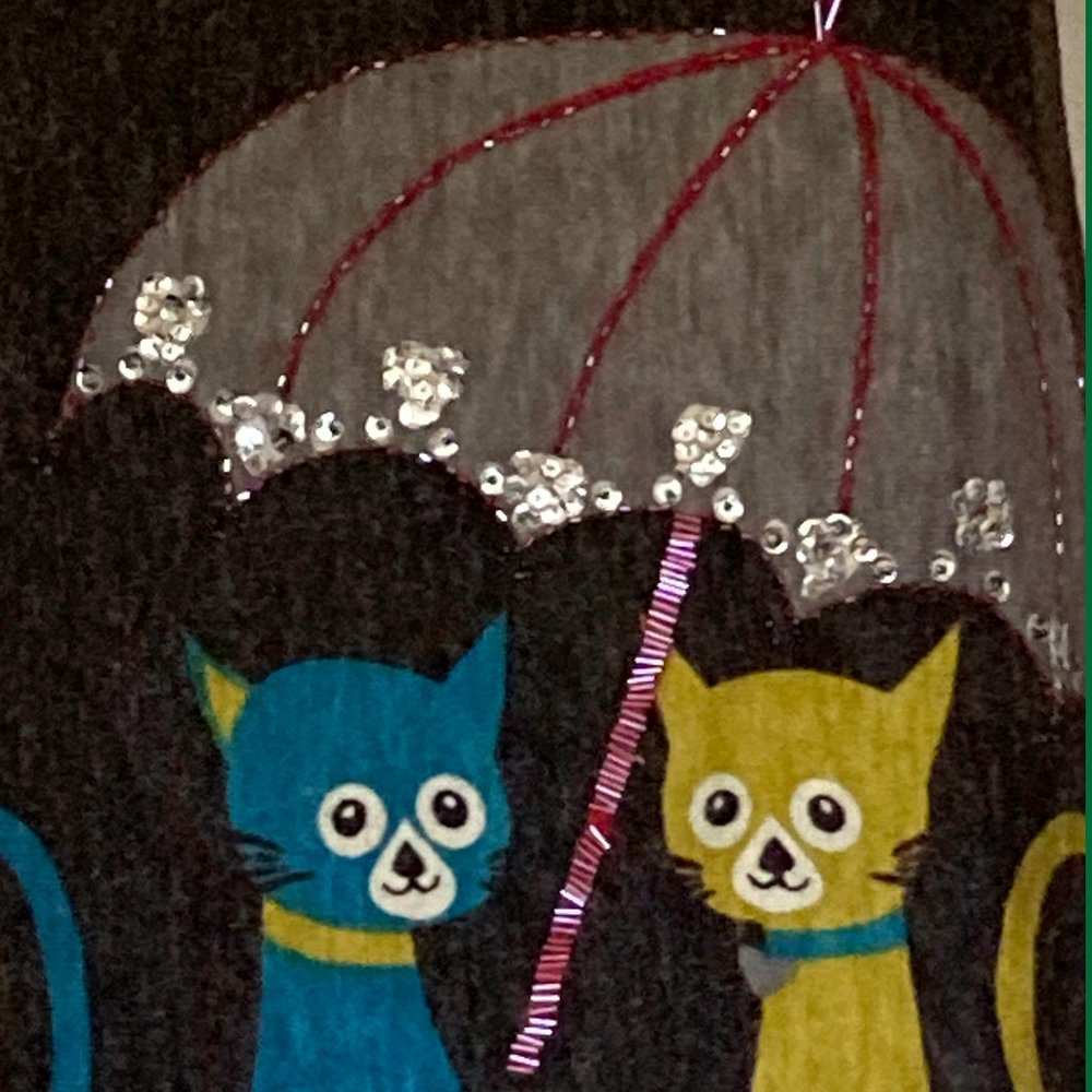 Beaded Fun Cat Print Dress very cute - Picture 3 of 6